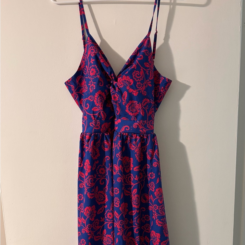 Floral Print Knotted V-Neck Maxi Dress